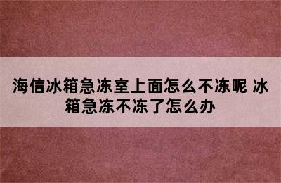 海信冰箱急冻室上面怎么不冻呢 冰箱急冻不冻了怎么办